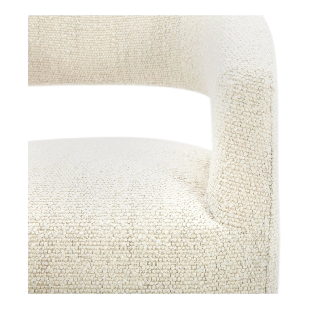 White Fabric Open Back Swivel Dining Arm Chair