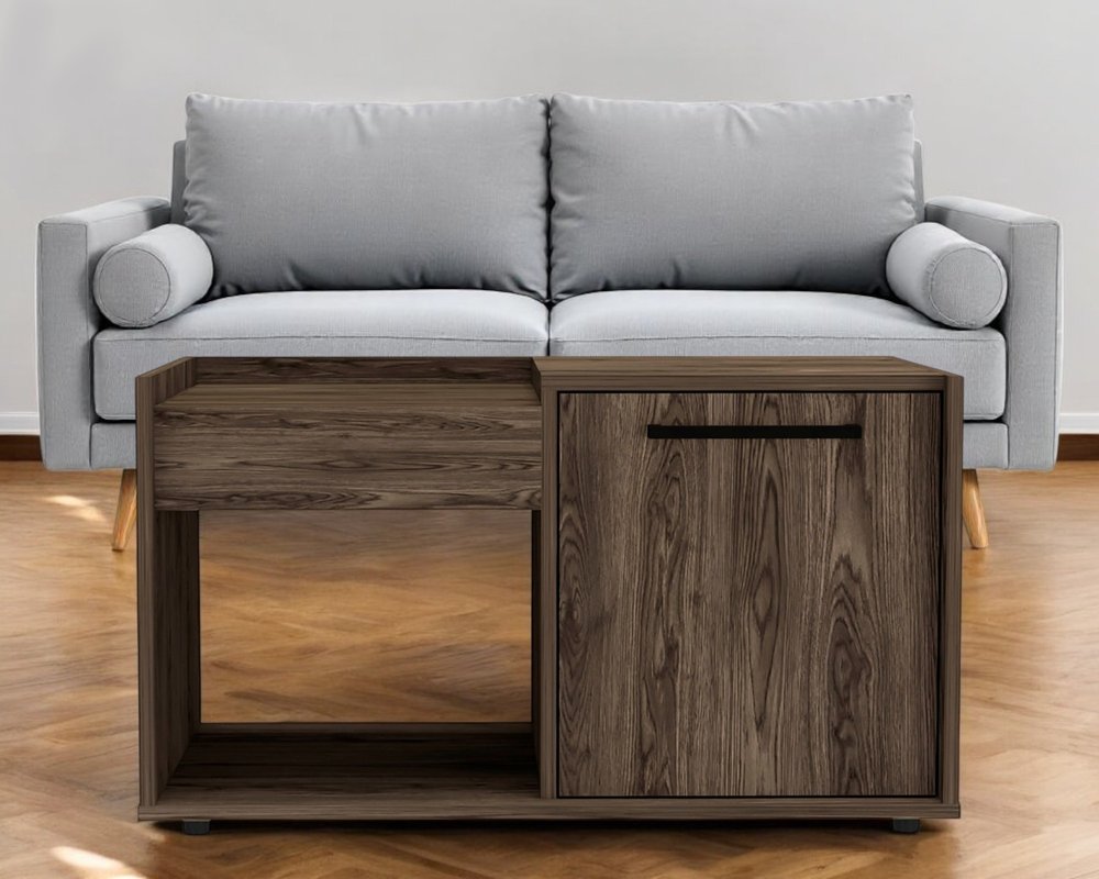 32" Brown Wood Coffee Table With Shelf