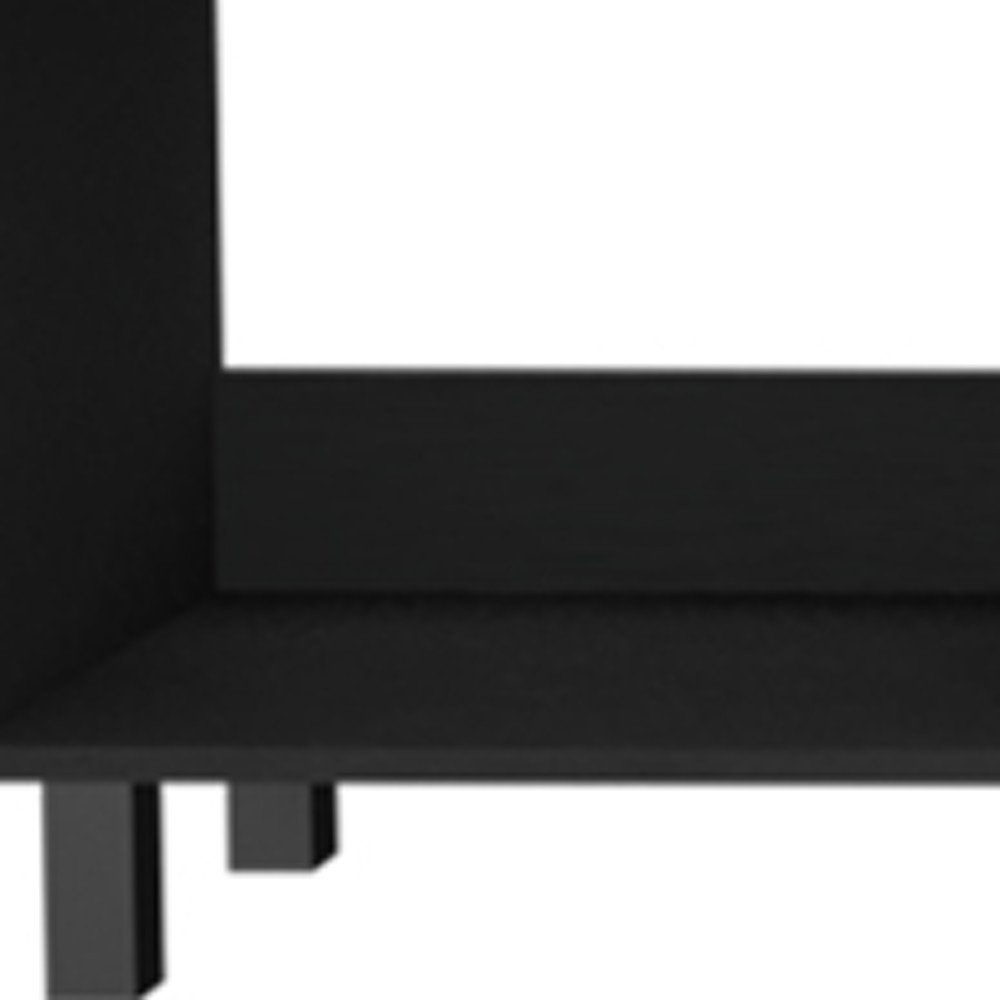 Set Of Two Black Wood Coffee Tables With Four Shelves