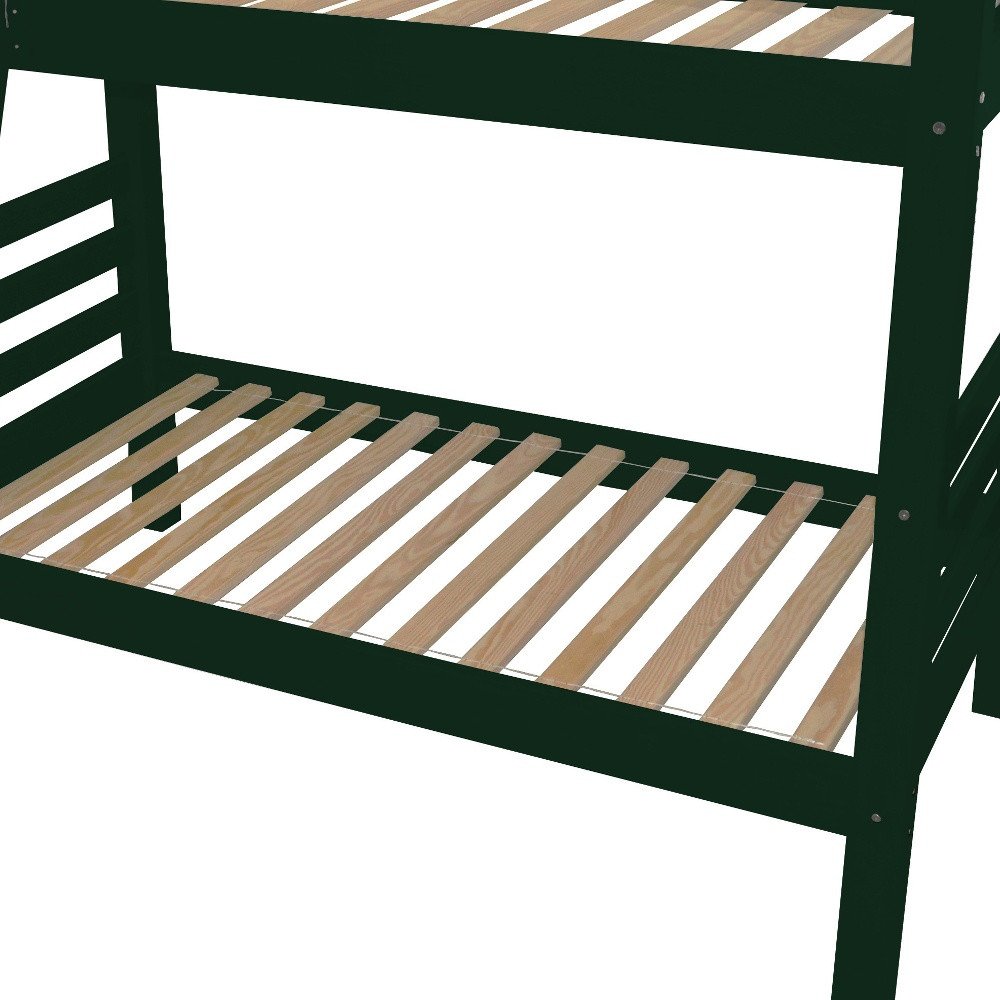 Green Twin Traditional Solid Wood Bunk Bed
