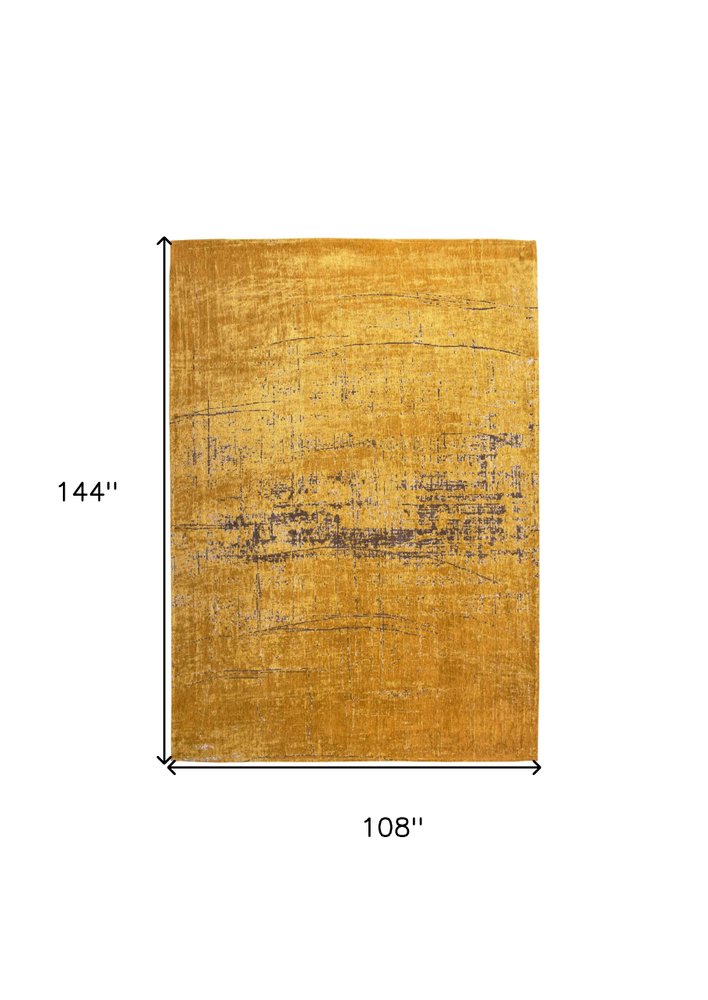 9' X 13' Yellow And Brown Chevron ,Washable, Area Rug
