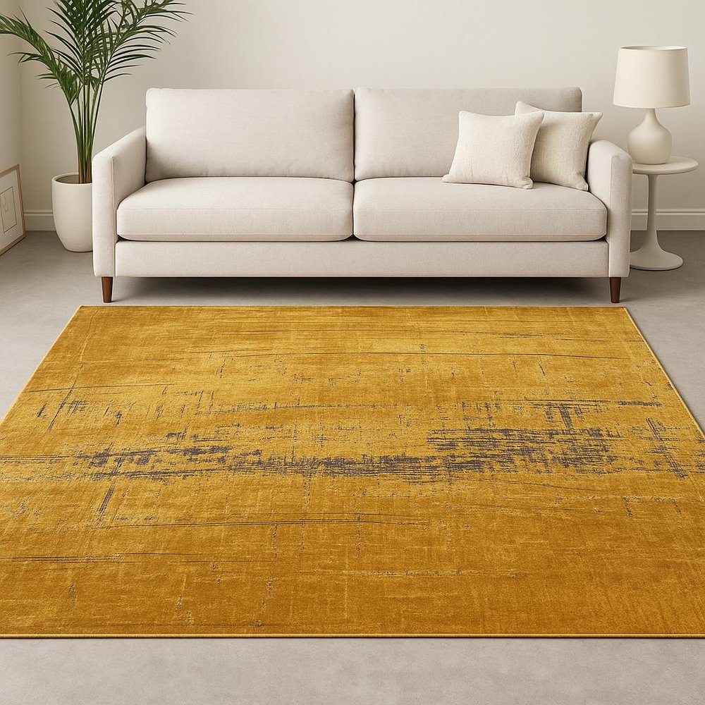 9' X 13' Yellow And Brown Chevron ,Washable, Area Rug