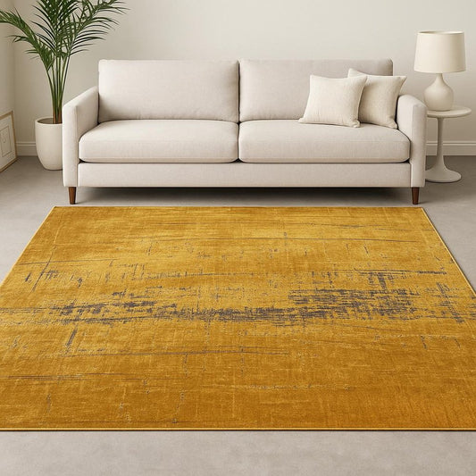9' X 13' Yellow And Brown Chevron ,Washable, Area Rug