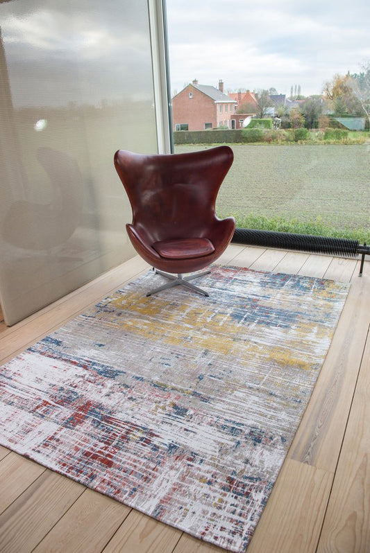 9' X 13' White Abstract Non Skid Area Rug