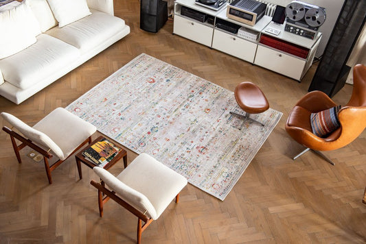 9' X 13' White Oriental Non Skid Area Rug