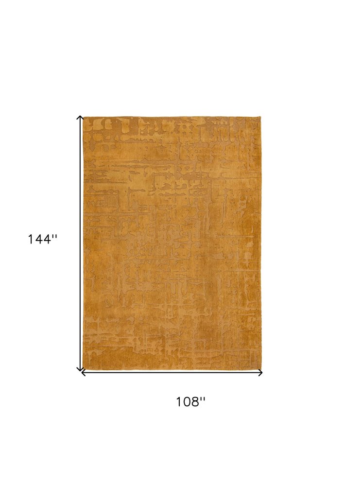 9' X 13' Yellow Abstract Non Skid Area Rug