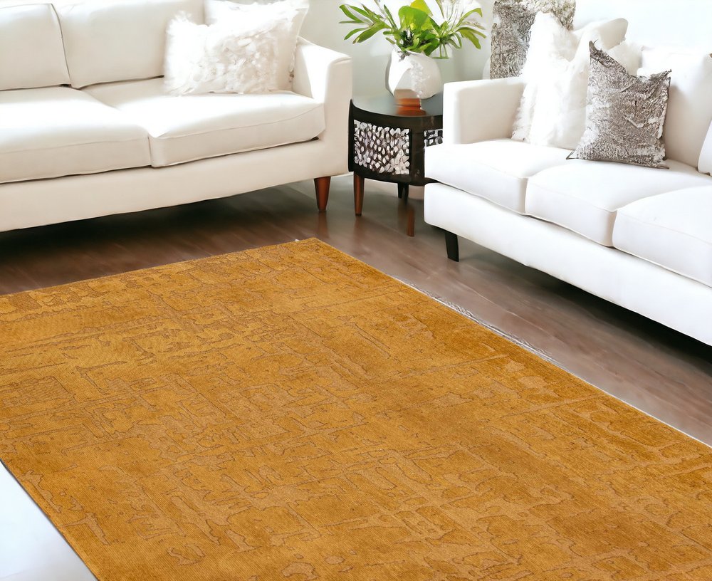 9' X 13' Yellow Abstract Non Skid Area Rug