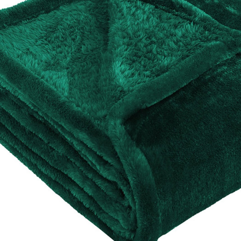 Twin Jungle Green Fleece Knitted Plush Blanket