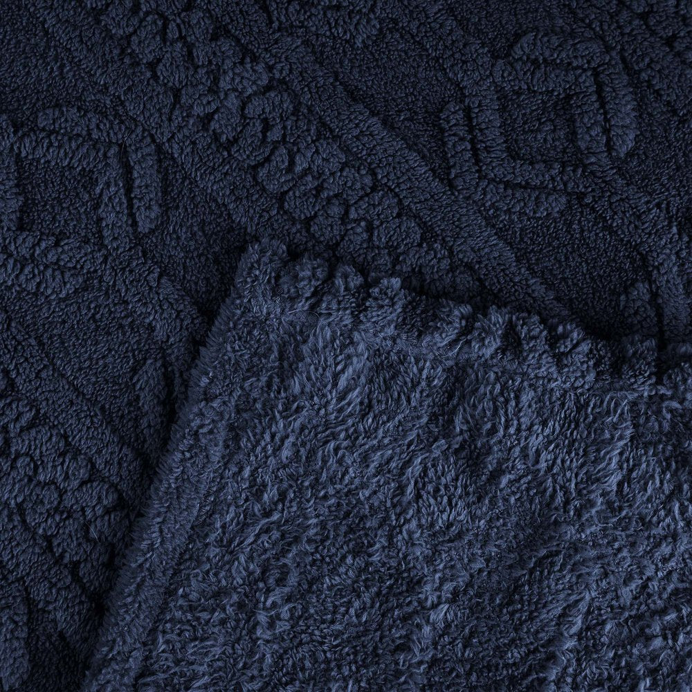 Twin Navy Blue Geometric Fleece Woven Plush Blanket
