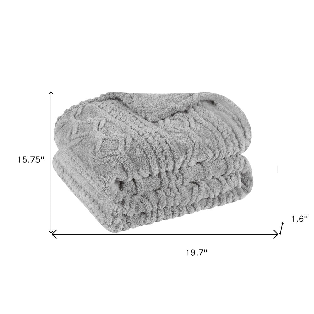 Twin Platinum Geometric Fleece Woven Plush Blanket