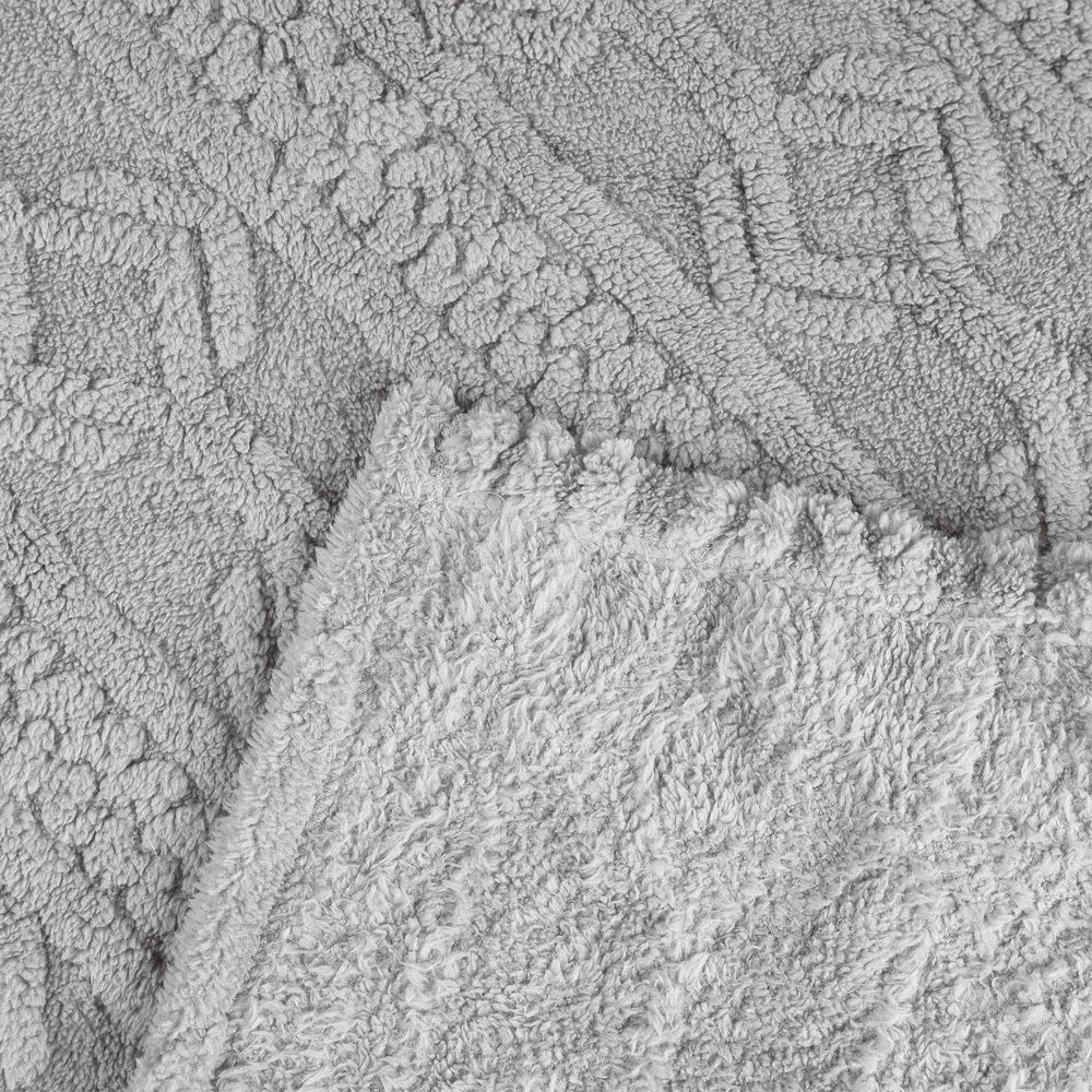 Twin Platinum Geometric Fleece Woven Plush Blanket