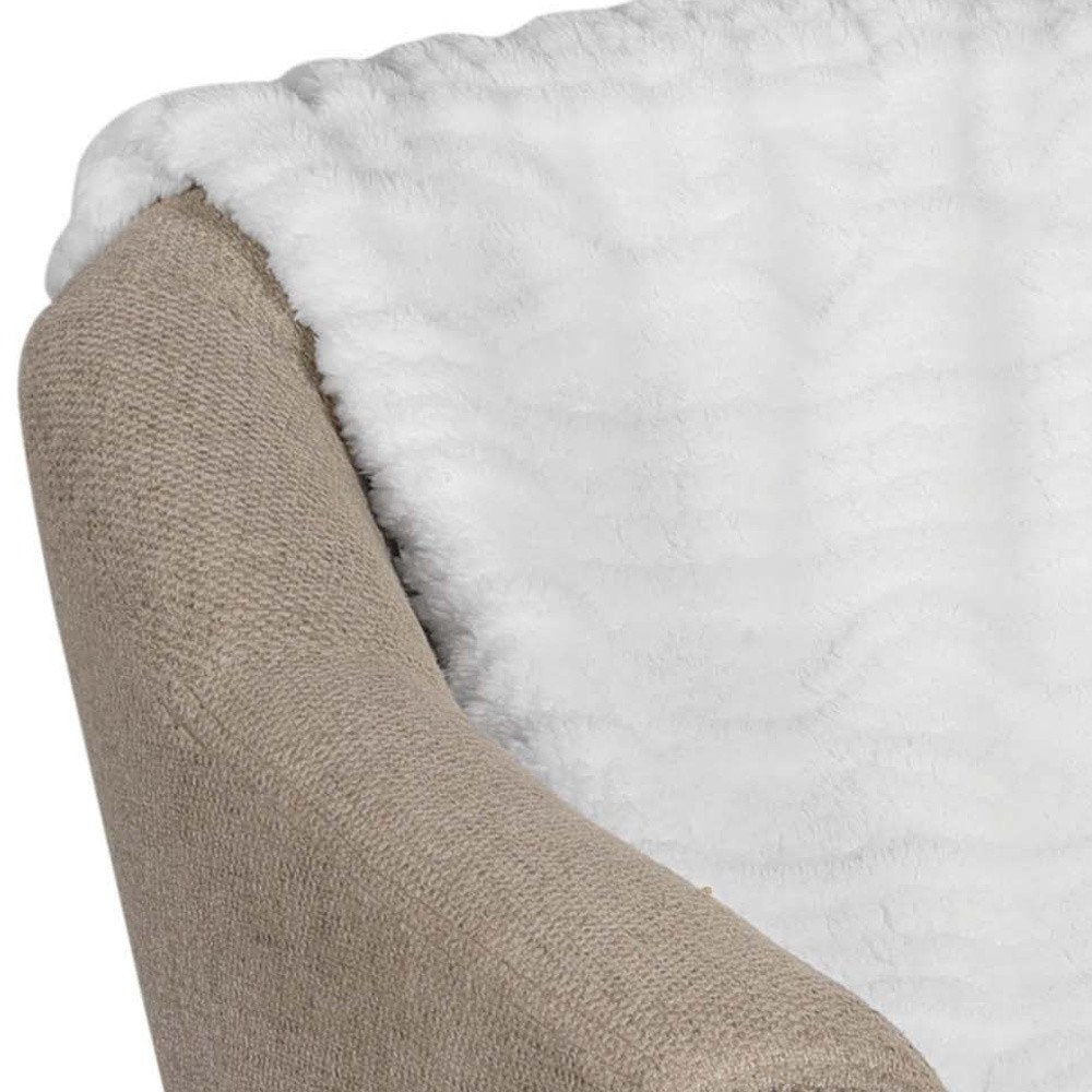 Twin White Fleece Knitted Plush Blanket