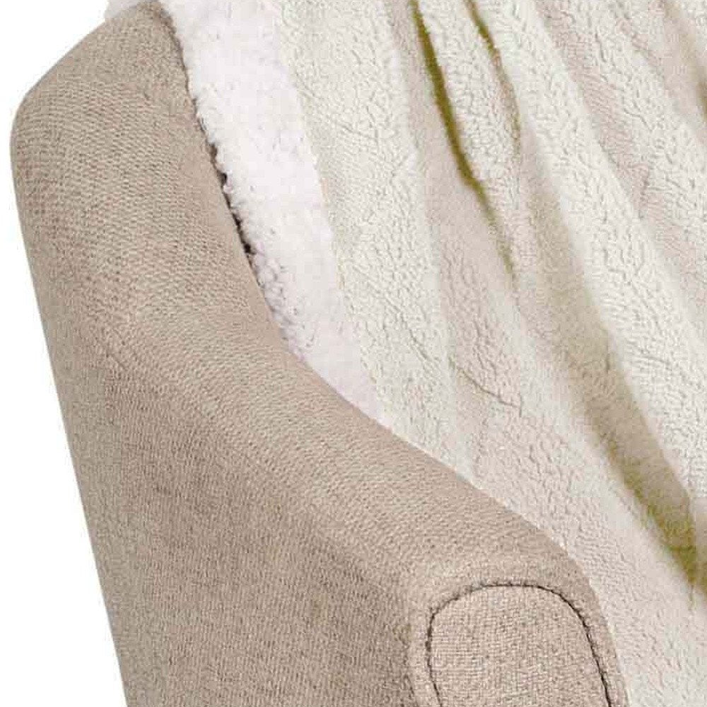 Twin Ivory Geometric Fleece Woven Plush Blanket