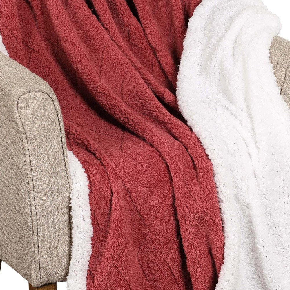 Twin Red And Orange Fleece Knitted Plush Blanket