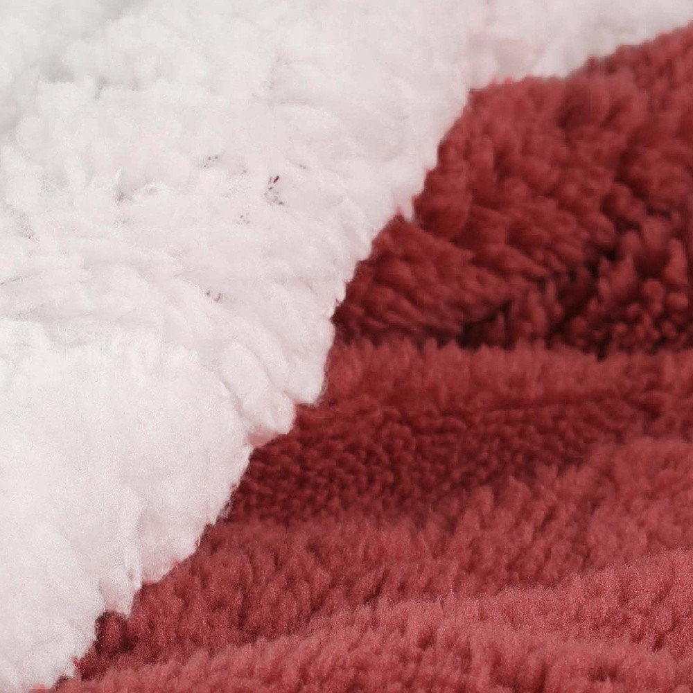 Twin Red And Orange Fleece Knitted Plush Blanket
