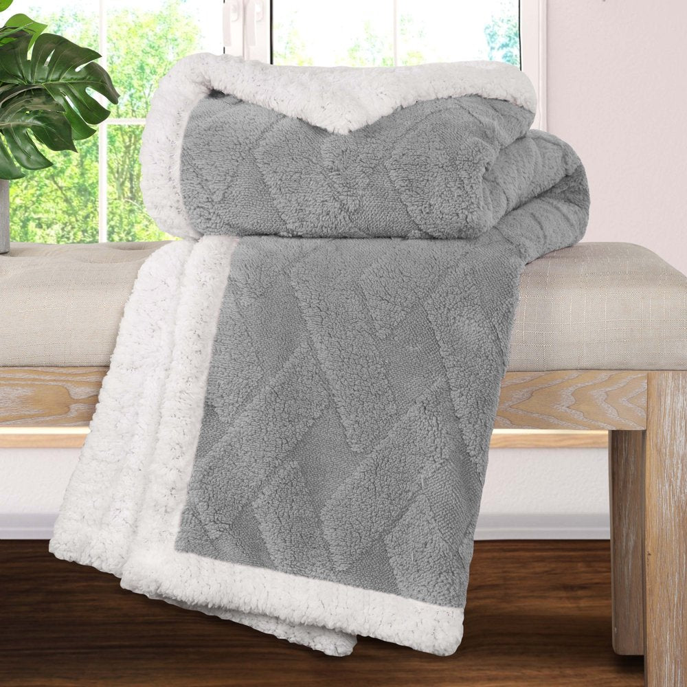 Twin Platinum Fleece Knitted Plush Blanket