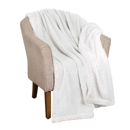 Twin White Fleece Knitted Plush Blanket