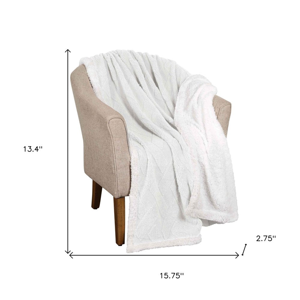 Twin White Fleece Knitted Plush Blanket