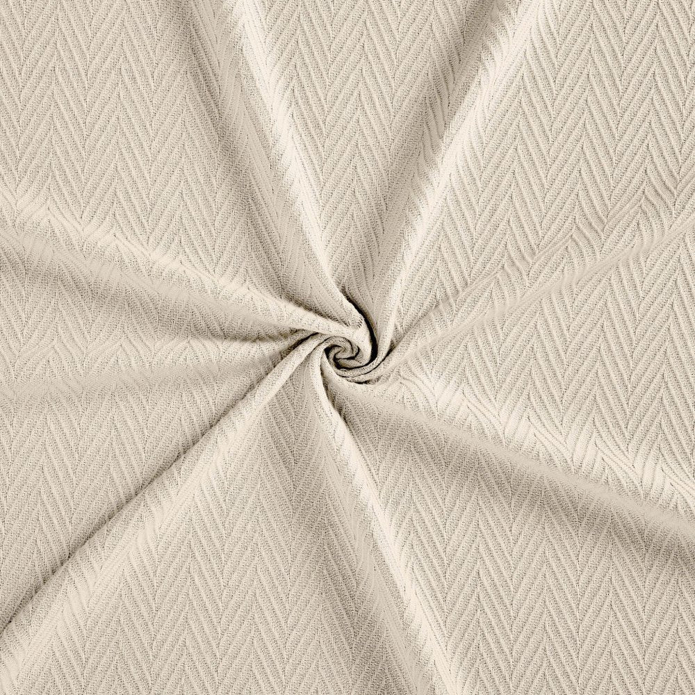 Twin Ivory Chevron Cotton Woven Blanket