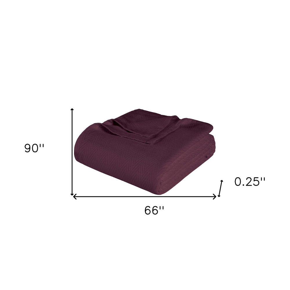 Twin Plum Cotton Woven Chevron Blanket
