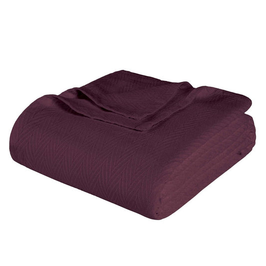 Twin Plum Cotton Woven Chevron Blanket