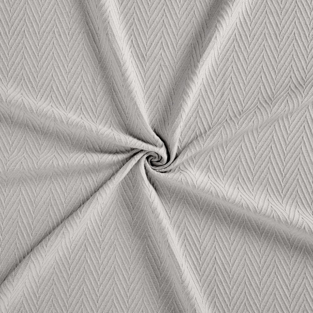 Twin Silver Cotton Woven Chevron Blanket