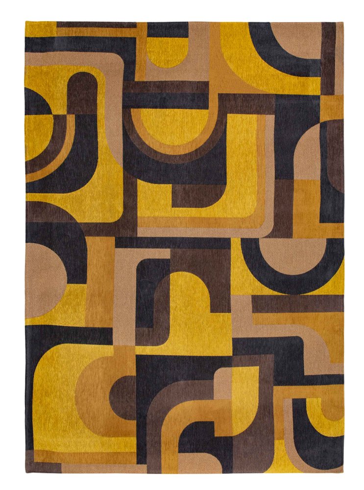 9' X 13' Yellow And Black Geometric Washable Area Rug