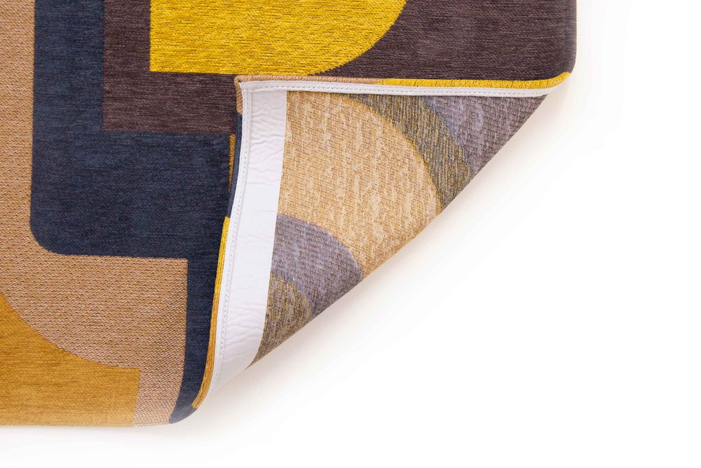 9' X 13' Yellow And Black Geometric Washable Area Rug