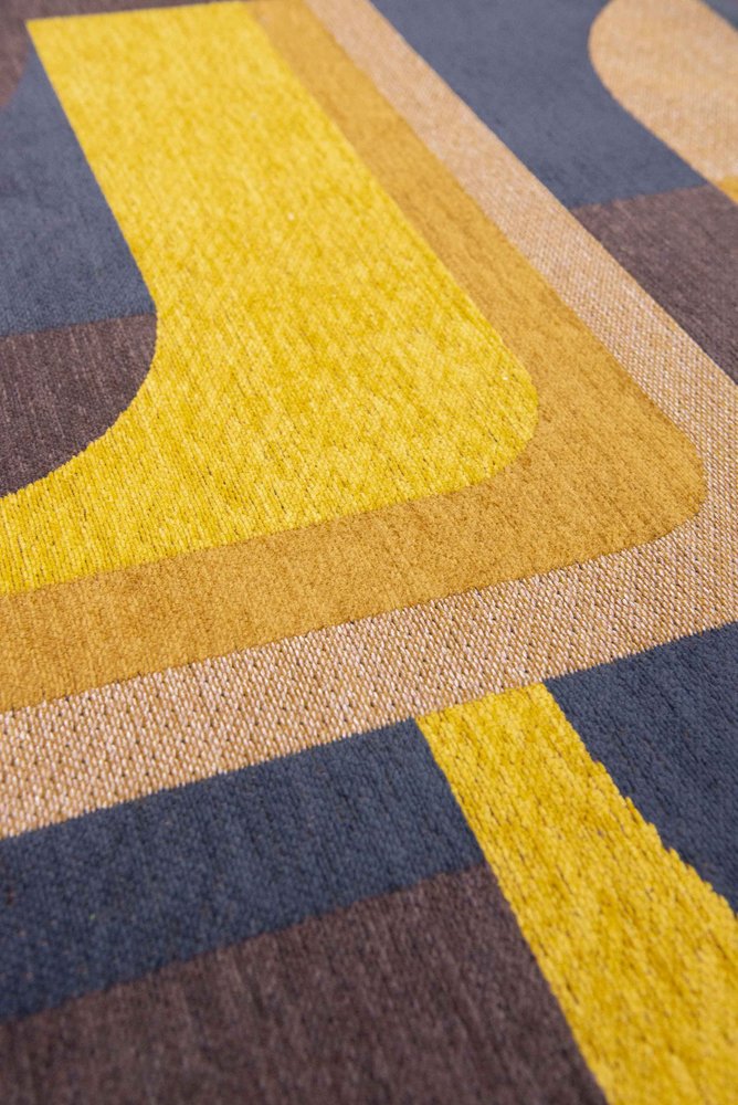 9' X 13' Yellow And Black Geometric Washable Area Rug