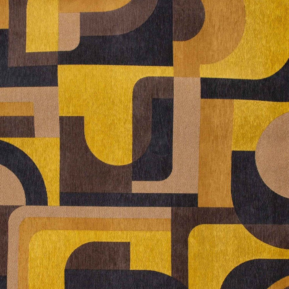 9' X 13' Yellow And Black Geometric Washable Area Rug