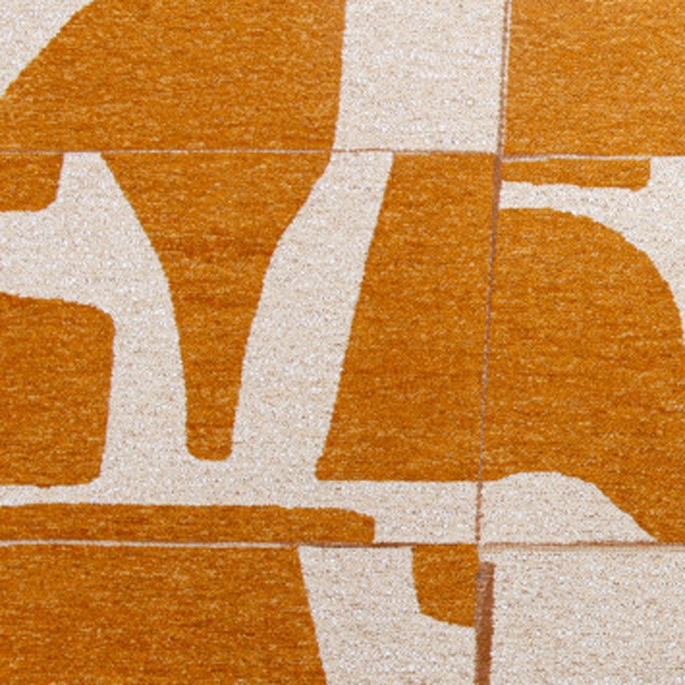 9' X 13' Yellow And White Geometric Washable Area Rug