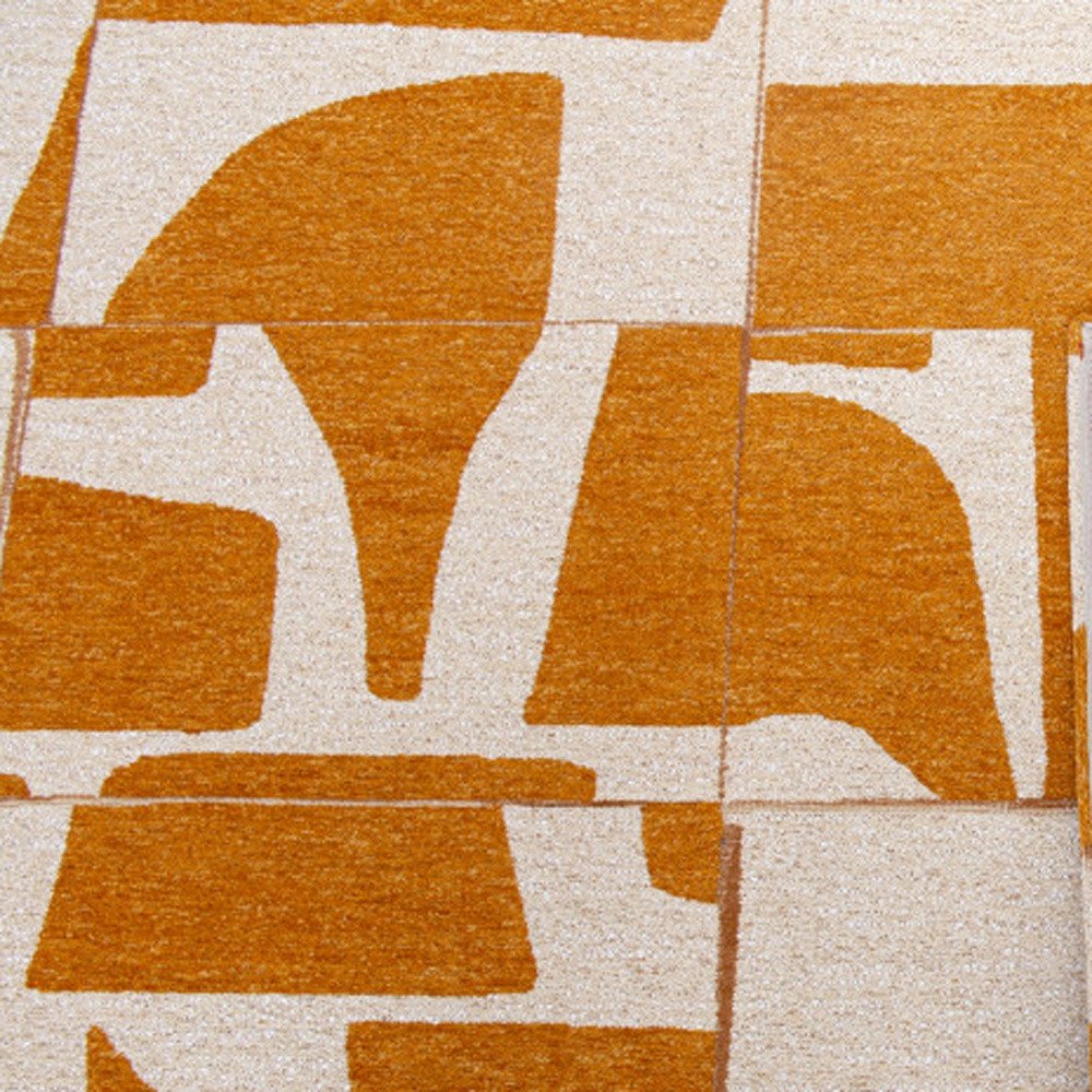 9' X 13' Yellow And White Geometric Washable Area Rug