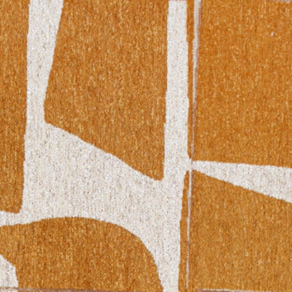 9' X 13' Yellow And White Geometric Washable Area Rug