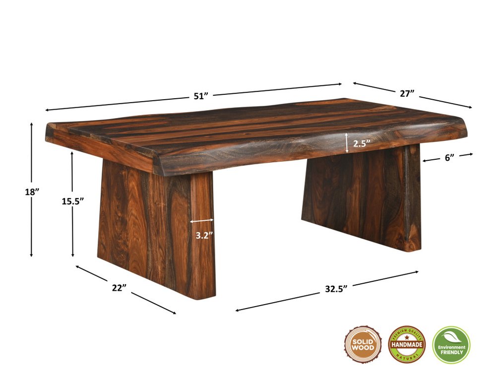 Set of Two Dark Brown Solid Wood Sled Furniture Set