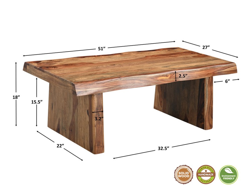 Set of Two Brown Solid Wood Sled Furniture Set