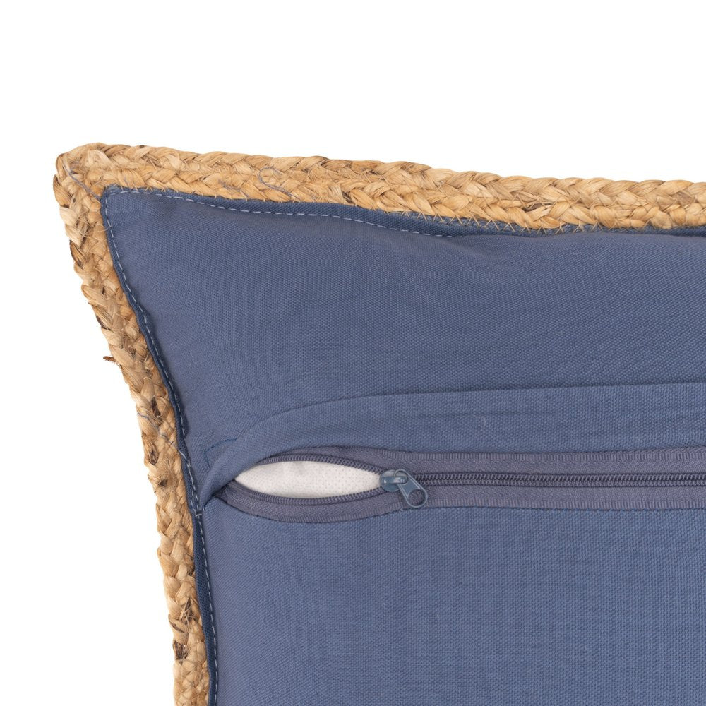 Set of Two Navy Blue Cotton Throw Pillow