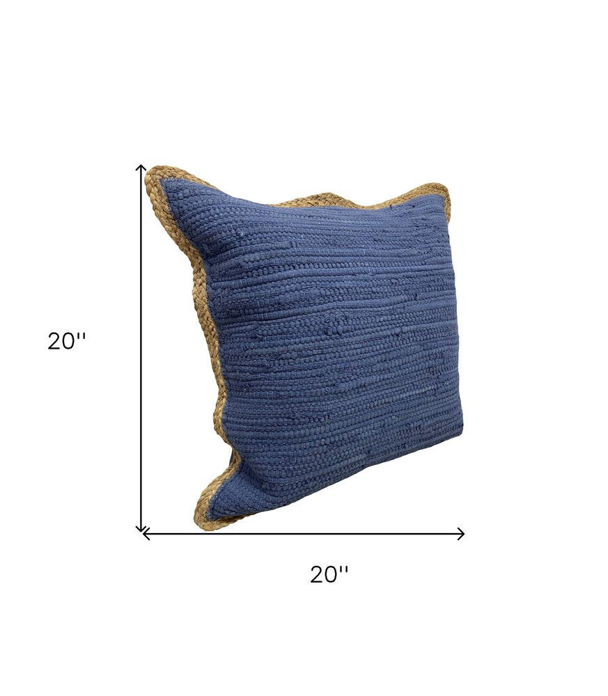 Set of Two Navy Blue Cotton Throw Pillow