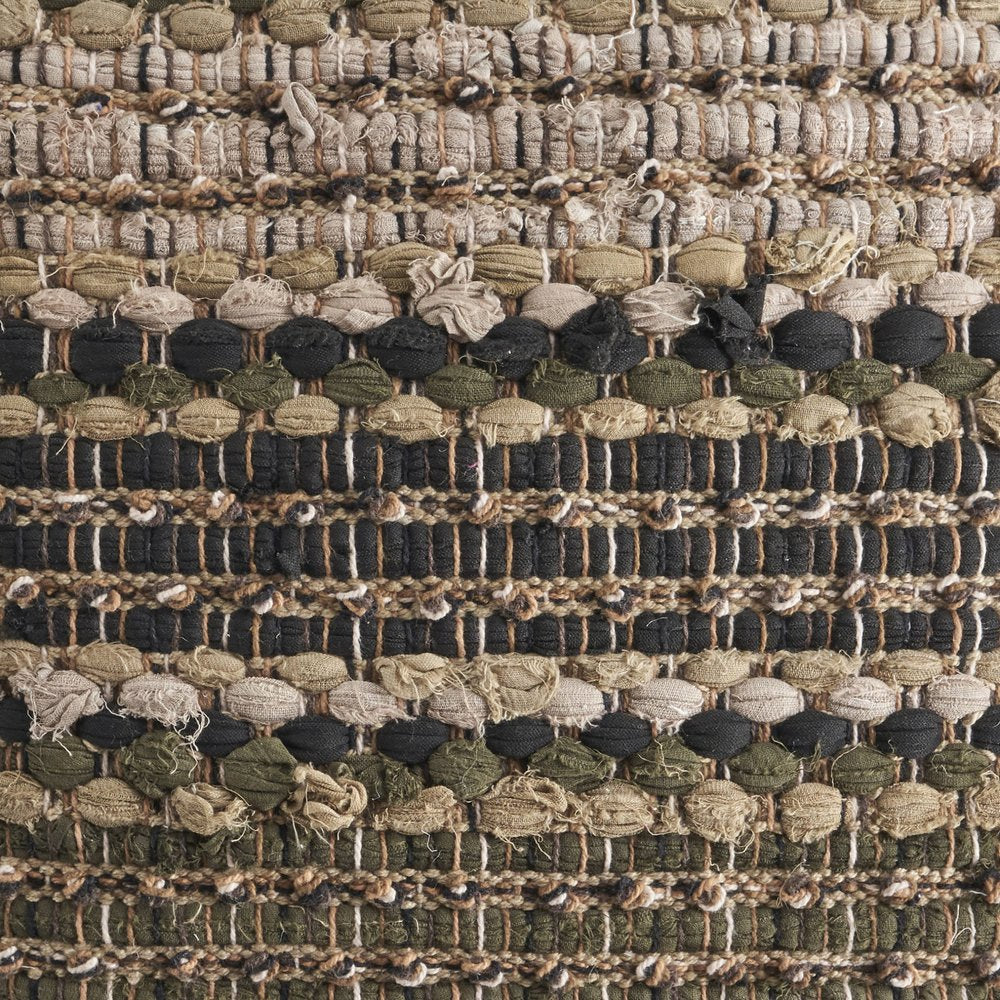 Set of Two 18" Brown and Dark Green Striped Cotton Blend Throw Pillows with Texture