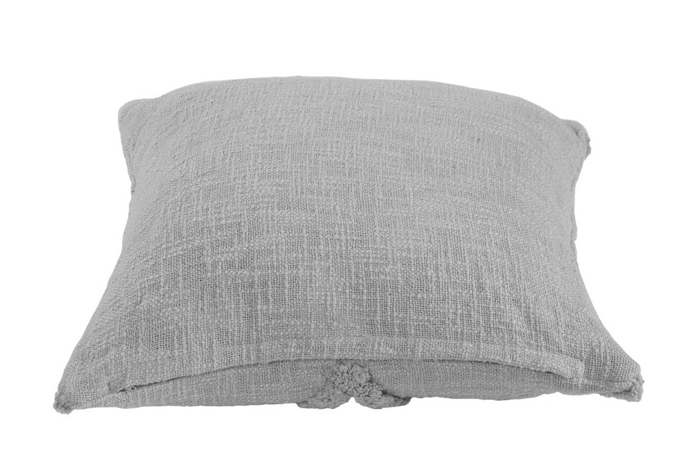 Set of Two Light Gray Diamond Cotton Throw Pillow With Fringe