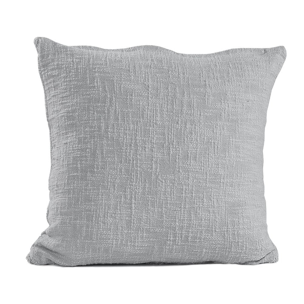 Set of Two Light Gray Diamond Cotton Throw Pillow With Fringe