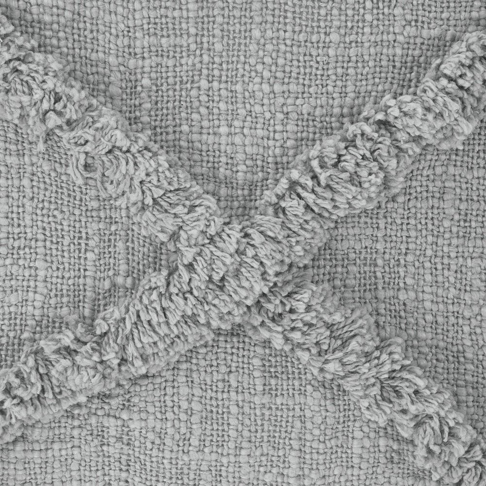 Set of Two Light Gray Diamond Cotton Throw Pillow With Fringe