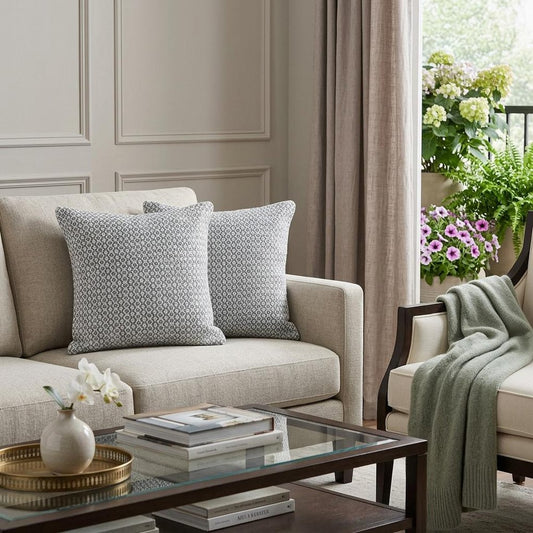 Set of Two Gray Chevron Cotton Throw Pillow