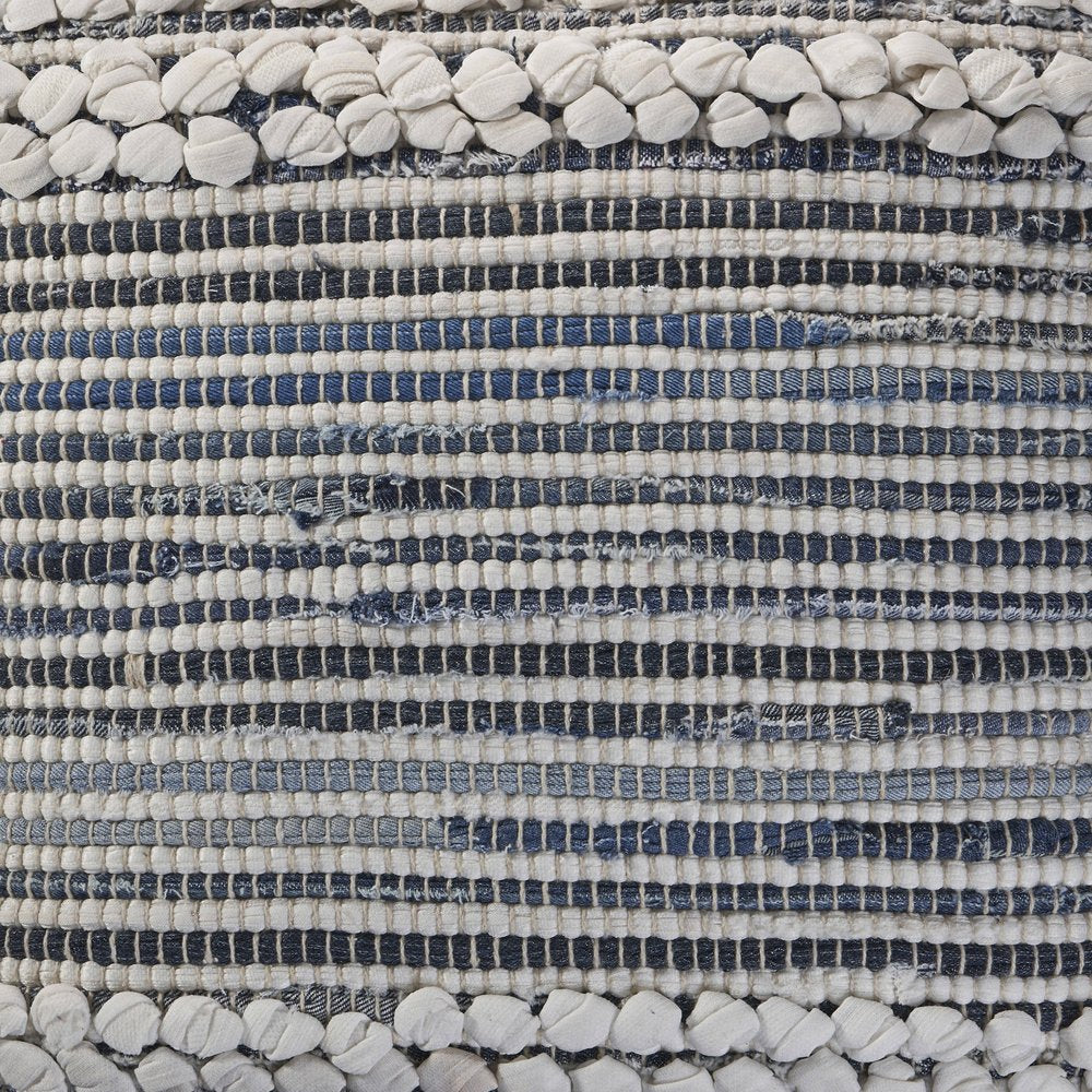 Set of Two 18" Blue And Ivory Cotton Throw Pillows with Texture