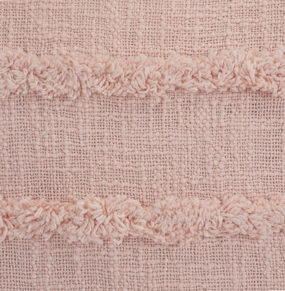 Set of Two Pink Ribbed Cotton Throw Pillows With Fringe