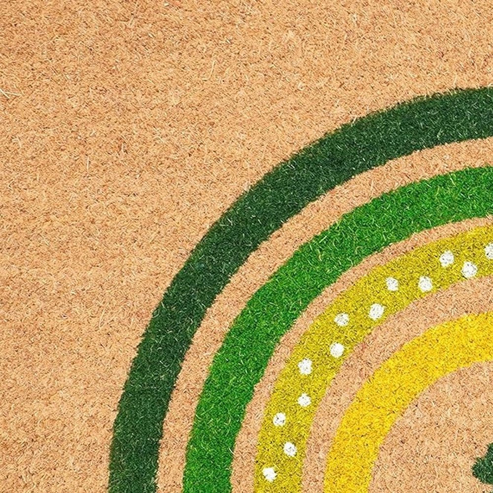 17" X 29" Natural and Green Coir Shamrock Outdoor St. Patrick's Day Door Mat