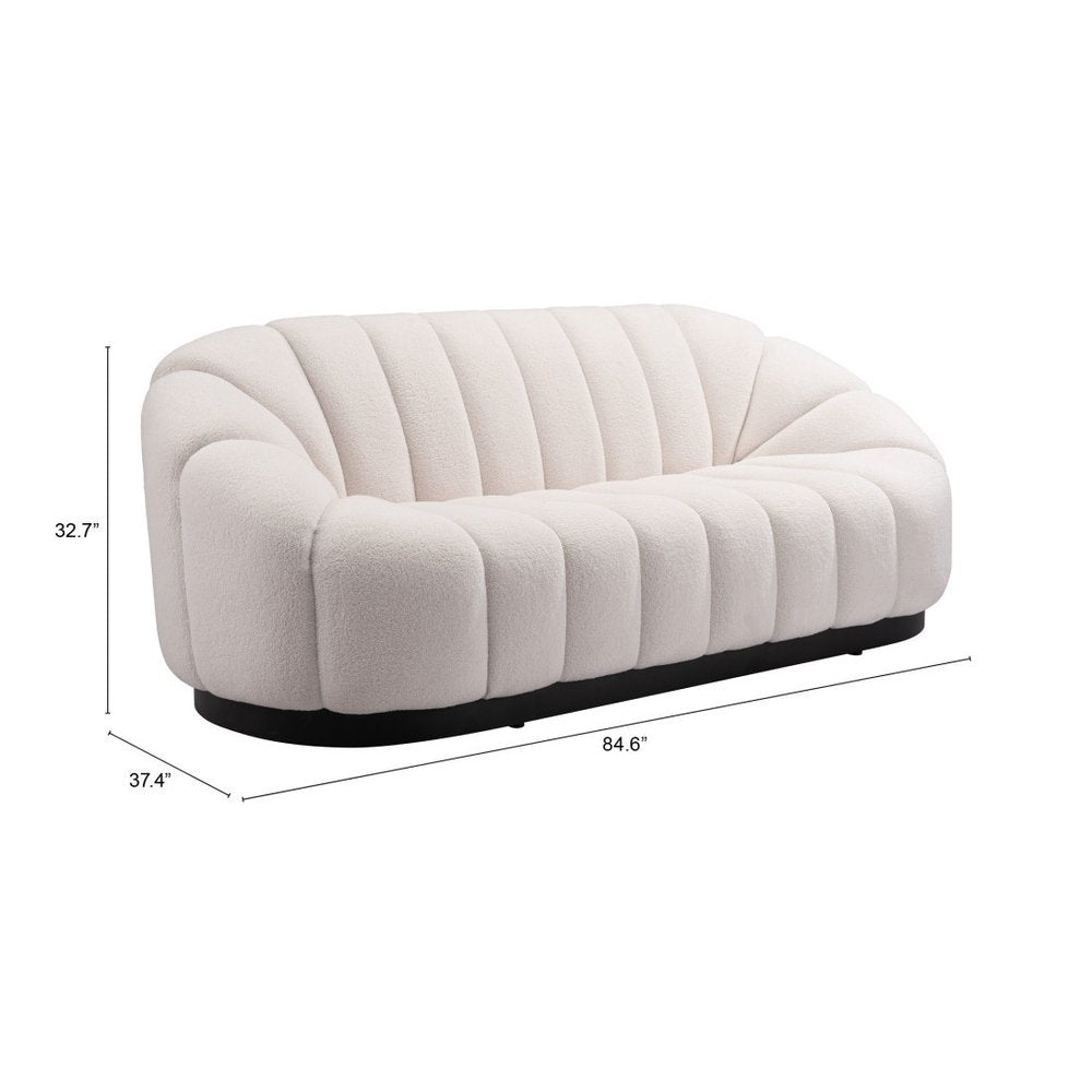 85" Cream Curved Sofa