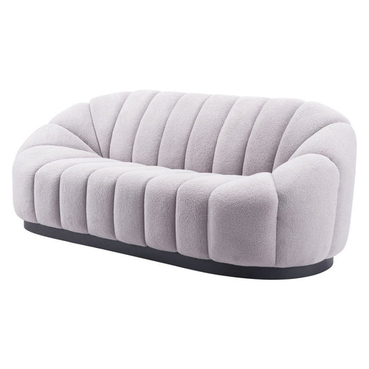 85" Light Gray Upholstered Curved Sofa