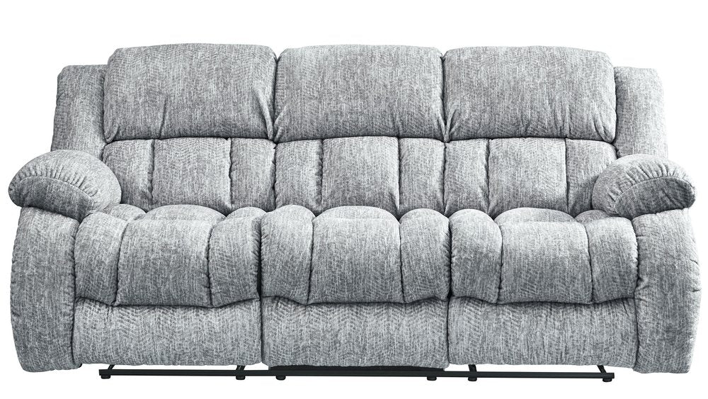 88" Light Gray Upholstered Reclining USB Sofa With Toss Pillow