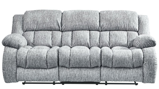 88" Light Gray Upholstered Reclining USB Sofa With Toss Pillow