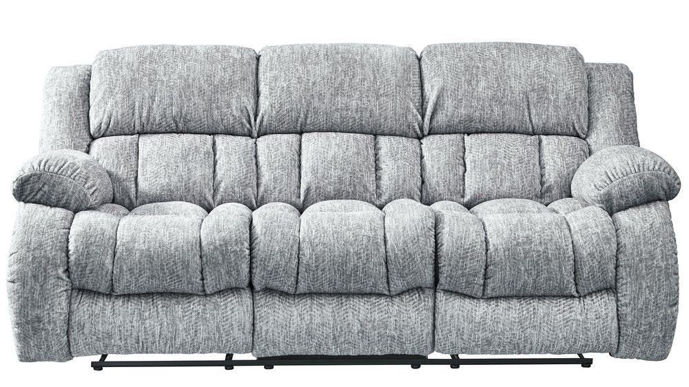 88" Light Gray Upholstered Reclining USB Sofa With Toss Pillow